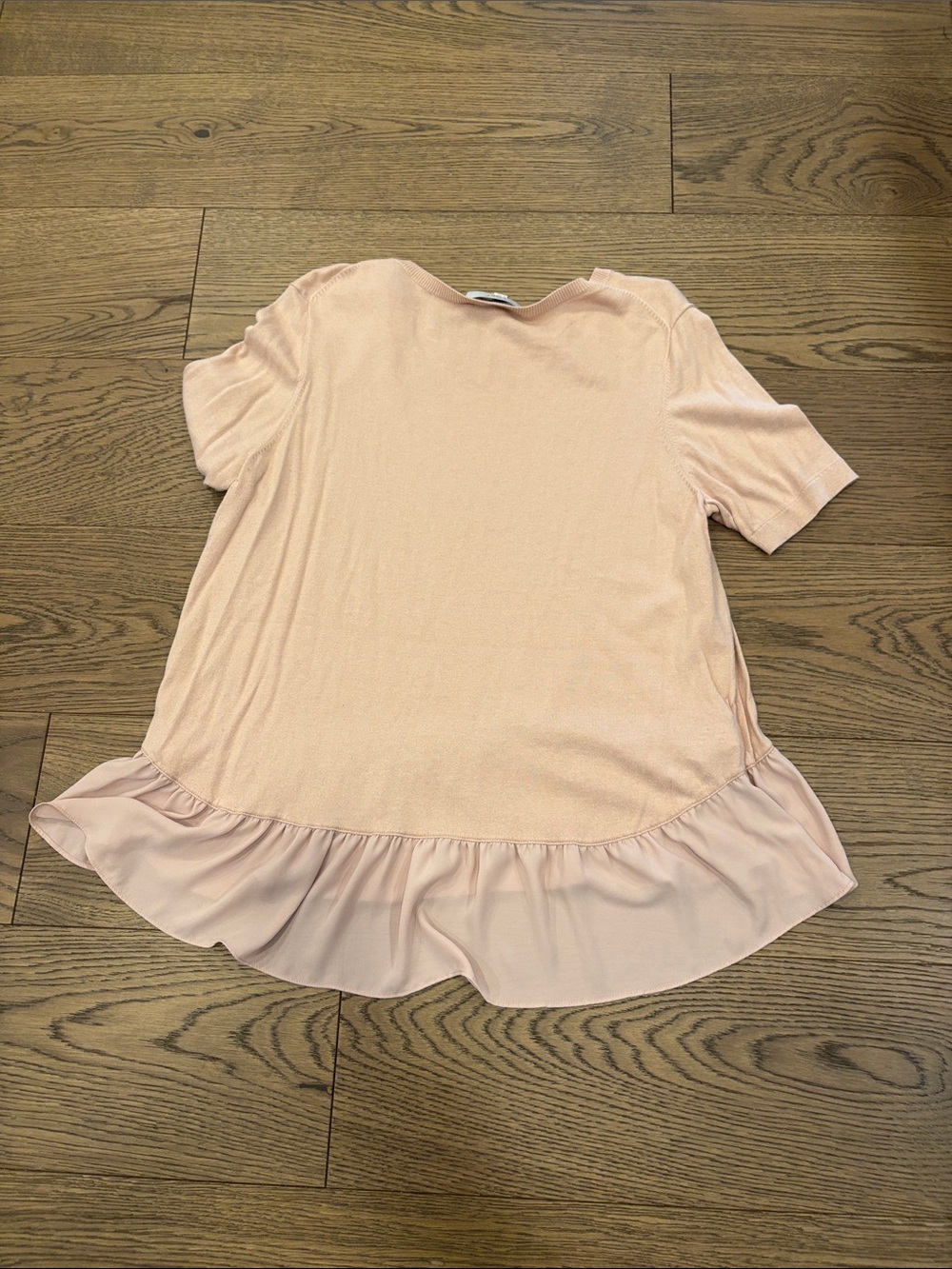 LOFT Blush Pink Short Sleeve Ruffle-Hem Top - Picture 2 of 2